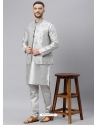 Silver Exclusive Readymade Designer Kurta With Jacket