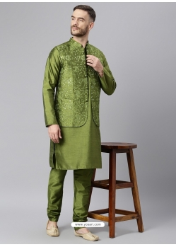 Forest Green Exclusive Readymade Designer Kurta With Jacket