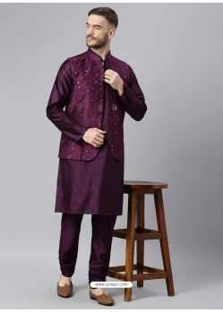 Purple Exclusive Readymade Designer Kurta With Jacket