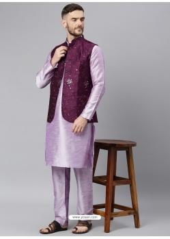 Mauve Exclusive Readymade Designer Kurta With Jacket