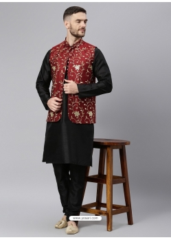 Black Exclusive Readymade Designer Kurta With Jacket