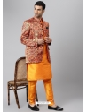 Orange Exclusive Readymade Designer Kurta With Jacket