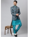 Turquoise Exclusive Readymade Designer Kurta With Jacket
