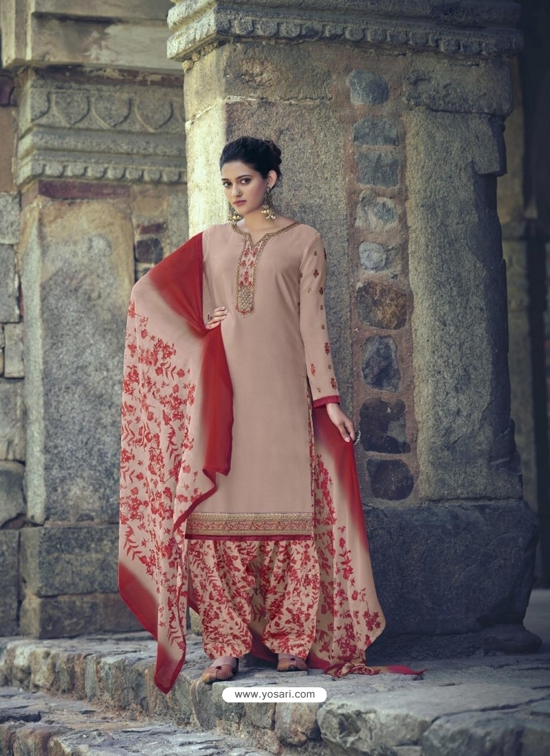 Light Brown Designer Party Wear Punjabi Patiala Suit