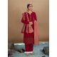 Tomato Red Designer Party Wear Palazzo Salwar Suit