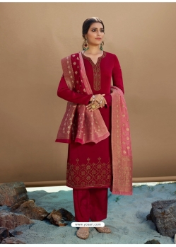 Tomato Red Designer Party Wear Palazzo Salwar Suit