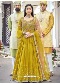 Corn Latest Designer Wedding Wear Anarkali Suit