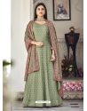 Grayish Green Latest Designer Wedding Wear Anarkali Suit