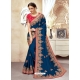 Dark Blue Designer Wedding Wear Silk Sari