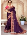 Purple Designer Wedding Wear Silk Sari