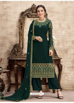 Dark Green Designer Party Wear Palazzo Salwar Suit