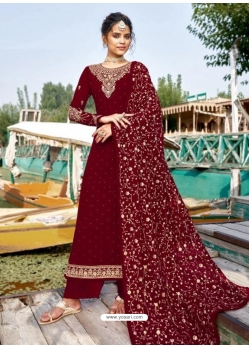 Maroon Designer Party Wear Palazzo Salwar Suit