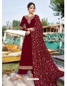 Maroon Designer Party Wear Palazzo Salwar Suit