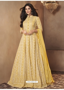 Light Yellow Readymade Designer Wedding Wear Anarkali Suit