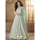 Aqua Grey Readymade Designer Wedding Wear Anarkali Suit