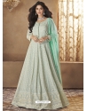 Aqua Grey Readymade Designer Wedding Wear Anarkali Suit