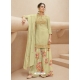 Pista Green Designer Party Wear Pure Muslin Palazzo Salwar Suit