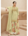 Pista Green Designer Party Wear Pure Muslin Palazzo Salwar Suit