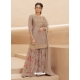 Light Brown Designer Party Wear Pure Muslin Palazzo Salwar Suit