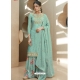 Aqua Mint Designer Party Wear Pure Muslin Palazzo Salwar Suit