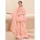 Light Orange Designer Party Wear Pure Muslin Palazzo Salwar Suit