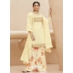 Cream Designer Party Wear Pure Muslin Palazzo Salwar Suit