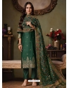 Dark Green Designer Festive Wear Catonic Silk Jacquard Salwar Suit