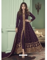 Purple Designer Bridal Wear Real Georgette Anarkali Suit