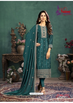 Teal Designer Party Wear Silk Churidar Salwar Suit