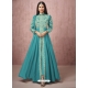 Turquoise Readymade Designer Wedding Wear Real Georgette Anarkali Suit