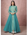 Turquoise Readymade Designer Wedding Wear Real Georgette Anarkali Suit