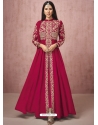 Rose Red Readymade Designer Wedding Wear Real Georgette Anarkali Suit