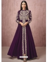 Purple Readymade Designer Wedding Wear Real Georgette Anarkali Suit