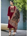 Rose Red Designer Festive Wear Exotic Velvet Salwar Suit