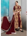 Maroon Designer Wedding Wear Faux Georgette Anarkali Suit