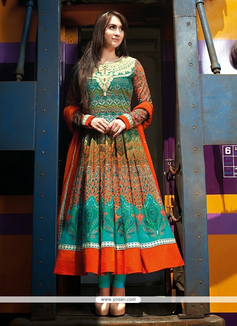 Phenomenal Orange Cotton Anarkali Salwar Suit