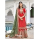 Red Readymade Designer Wedding Wear Georgette Salwar Suit
