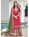 Rose Red Readymade Designer Wedding Wear Georgette Salwar Suit
