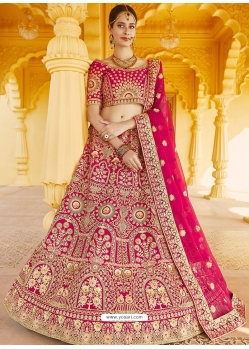 Rani Heavy Designer Bridal Wedding Wear Velvet Lehenga Choli