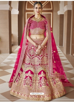 Rose Red Heavy Designer Bridal Wedding Wear Velvet Lehenga Choli