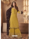 Yellow Designer Festive Wear Real Georgette Sharara Suit