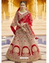 Red Heavy Designer Bridal Wedding Wear Velvet Lehenga Choli