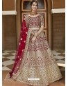 Gold Heavy Designer Bridal Wedding Wear Velvet Lehenga Choli