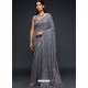 Grey Designer Party Wear Georgette Sari