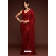 Maroon Designer Party Wear Georgette Sari