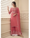 Light Red Designer Festive Wear Premium Georgette Palazzo Suit