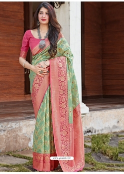 Green Designer Party Wear Silk Sari