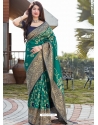 Aqua Mint Designer Party Wear Silk Sari