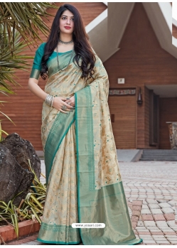 Gold Designer Party Wear Silk Sari