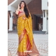 Yellow Designer Party Wear Silk Sari